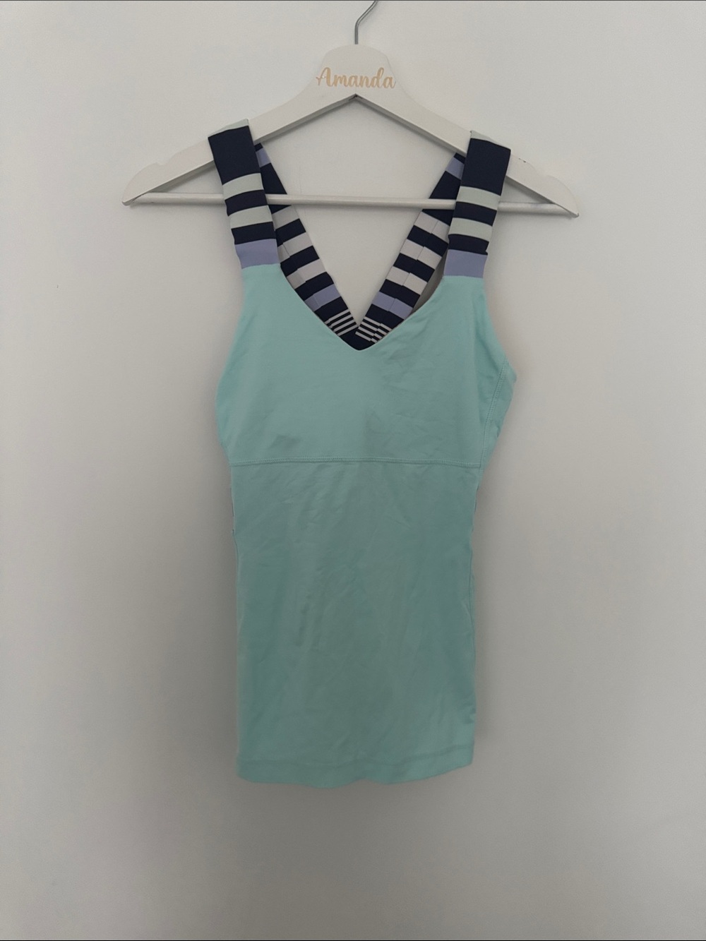 lululemon athletica Mint Green Tank with Navy Striped Straps